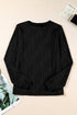 Textured Wavy Round Neck Long Sleeve Top
